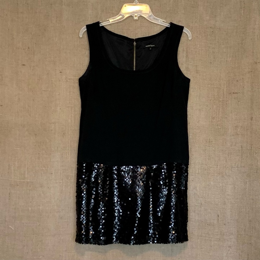 NANETTE LEPORE Black Silk Mini Dress Sequins 10